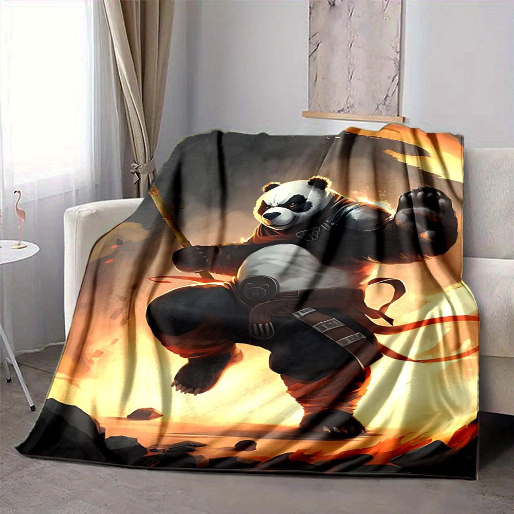 1PC Panda Warrior Blanket, Throw For Sofa, Bed, Travel, Camping, Livingroom, And Bed, Printing Blanket With Soft And Warm Fabric yy250918151