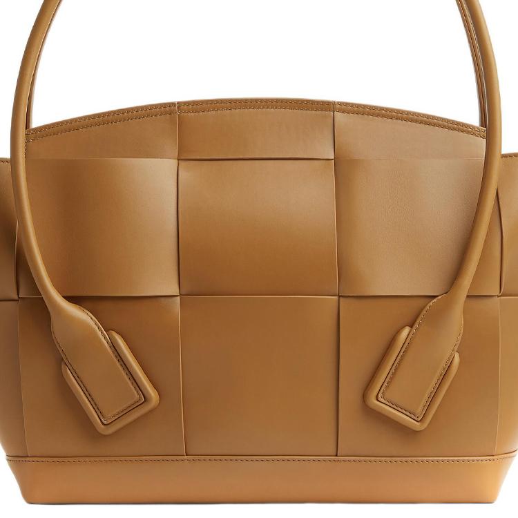 Bottega Veneta Bv Arco Intreccio Woven Rectangular Leather Shoulder Bag Medium Women handbags Caramel 598244VMAP19830