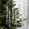12Pcs Christmas Hanging Icicles Ornaments Transparent Icicles Decor Ice Strip Threaded Pendant for New Year Winter Decoration