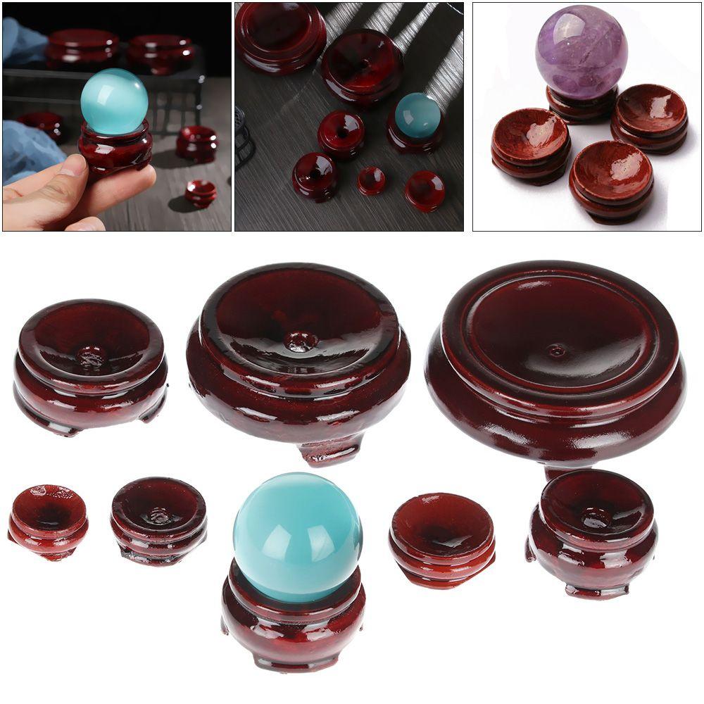 Desktop Ornament Fixed Seat Wood Holder Statue Pedestal Miniature Display Stand Crystal Ball Base