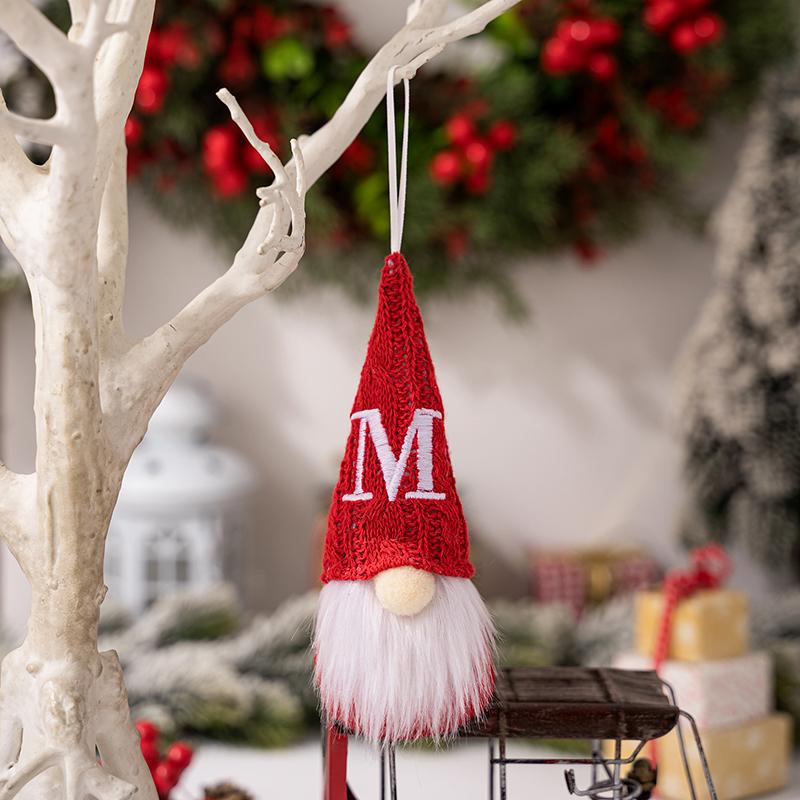 1PC Plush Dwarf Hanging Pendants Letter Embroidered Knitted Hat Faceless Doll Pendants