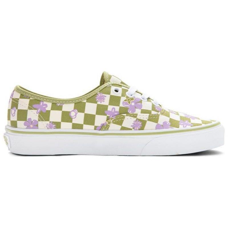 Vans Authentic Wallpaper Authentic unisex checkered floral print durable breathable low-top canvas shoes green white VN0A5KS9CCF