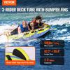 Towable Tube for Boating, 1-3 Riders Inflatable Towable Tube with Bumper Fins, 510 lbs Water Sport Towable Tubes for Boats to Pull, Full Nylon Cover,