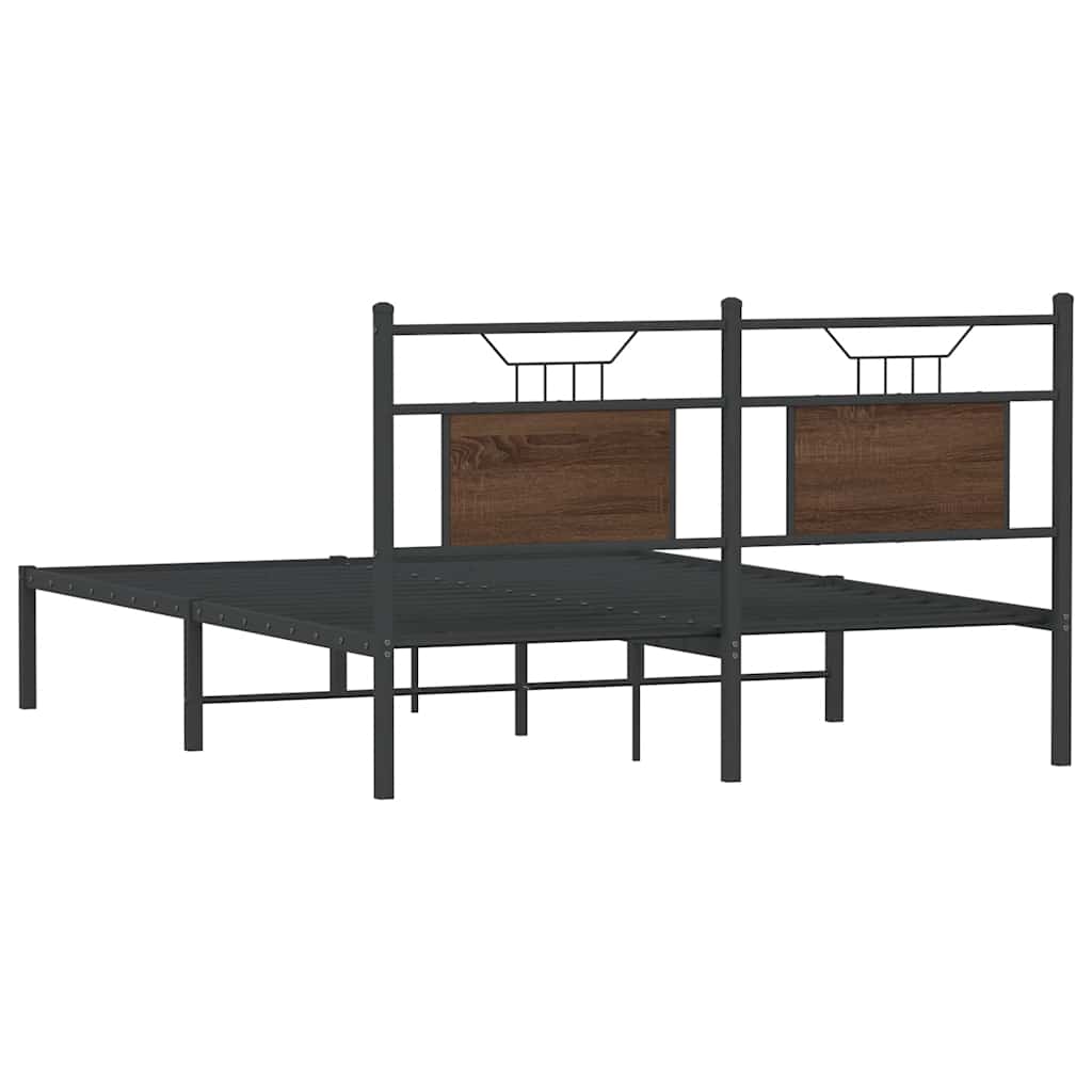 Bed Frame without Mattress Brown Oak 140 x 190 cm Engineered Wood