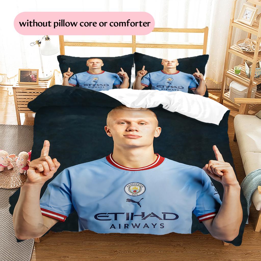 Erling Haaland Pattern Bedding Home Decoration Birthday Gift (1 * duvet cover + 2 * pillowcase, without core)