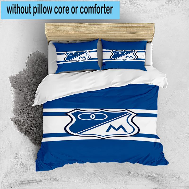 3PCS Blue White Crest Pattern Bedding Set,Including 1pc Duvet Cover And 2pcs Pillowcases Perfect for Bedroom, Dormitory, Fan Christmas gift