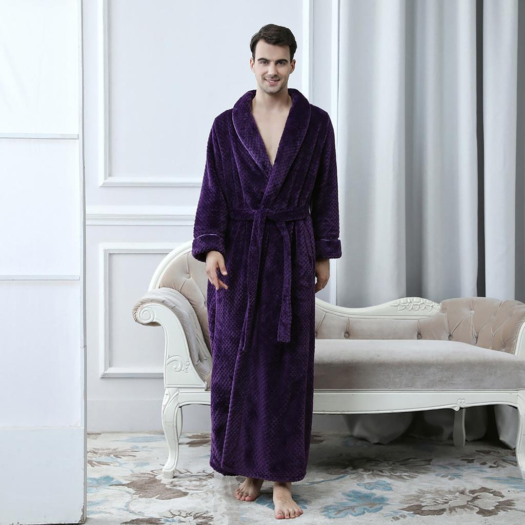 Парный однотонный утолщенный флисовый халат Фала, пижамный костюм с поясом и карманом