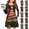 Christmas Day Girls' Long Sleeve Dress - Color Pocket Dress