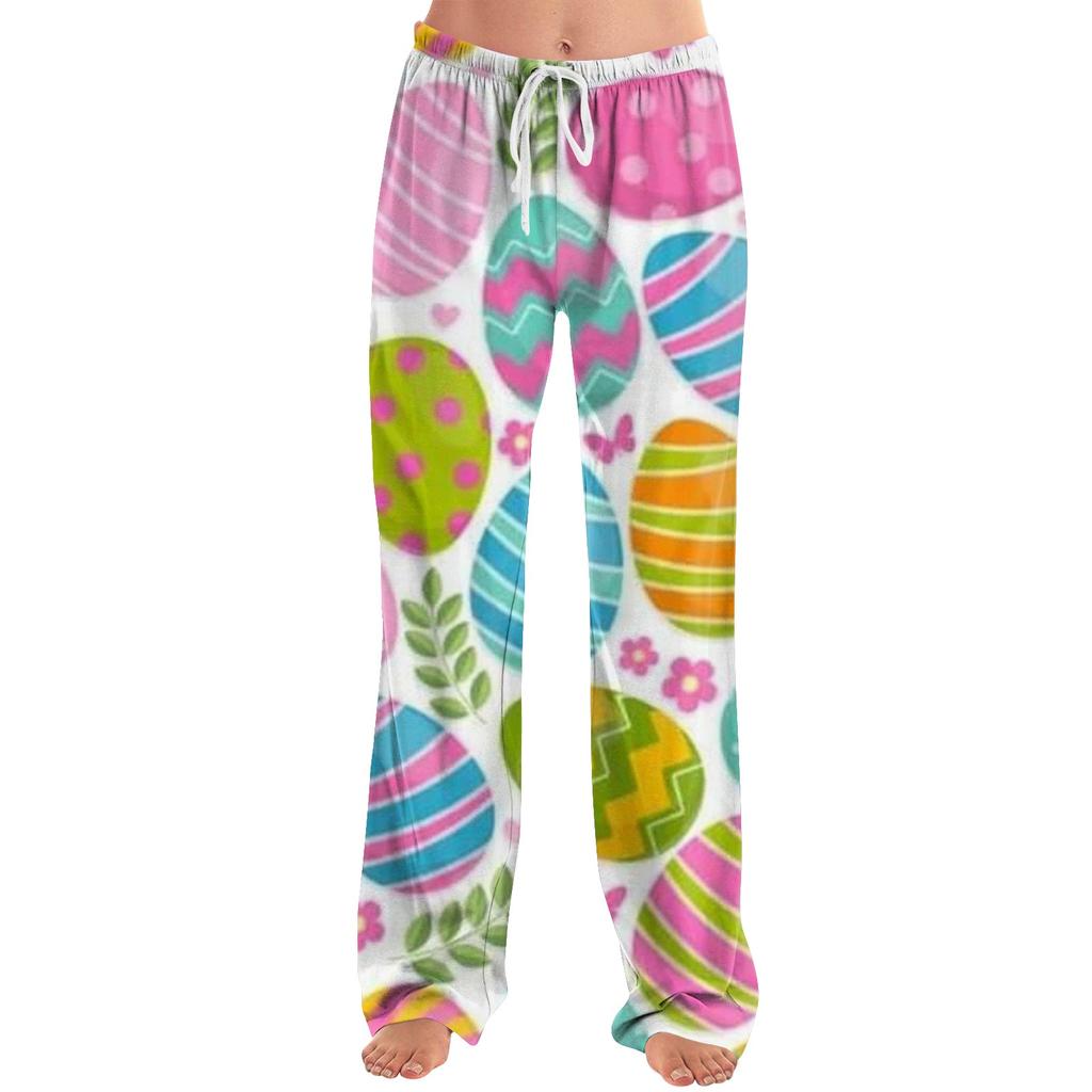 Женские модные свободные повседневные брюки с пасхальным принтом