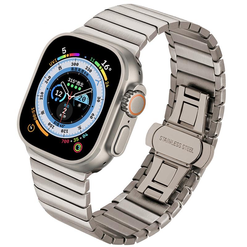 Роскошный ремешок титанового цвета для Apple Watch Ultra 49 мм 8 7 41 45 мм Ремешок из нержавеющей стали для IWatch 6 5 4 3 42 44 мм 40 мм Браслет