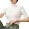 Summer Tops Turtleneck Solid Color Half Sleeve Slim Fit Smooth Wear