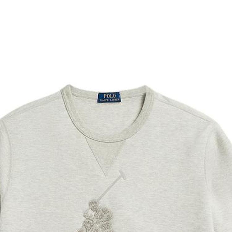 Polo Ralph Lauren Ss24 Equestrian Вышитый круглый вырез трикотажный повседневный свитшот мужской свитшот светло-меланжево-серый MNPOKNI16823444-020