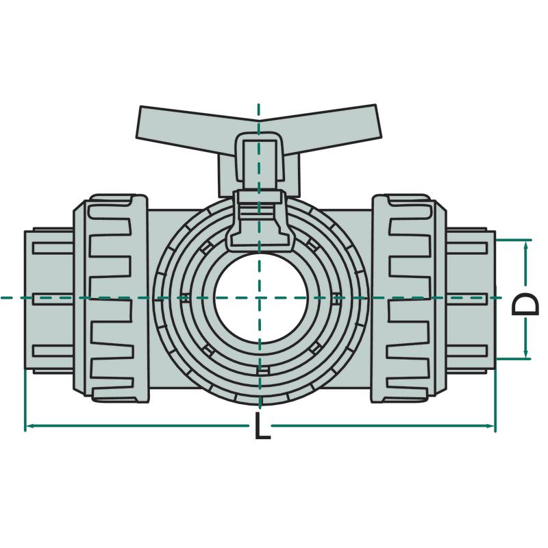 PVC ball valve Ø 50 202 PN 10 bar for drip line 0111523
