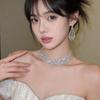 [Set] Court style diamond-encrusted lace necklace, dress stud earrings, dinner party, fashion niche high-end jewelry