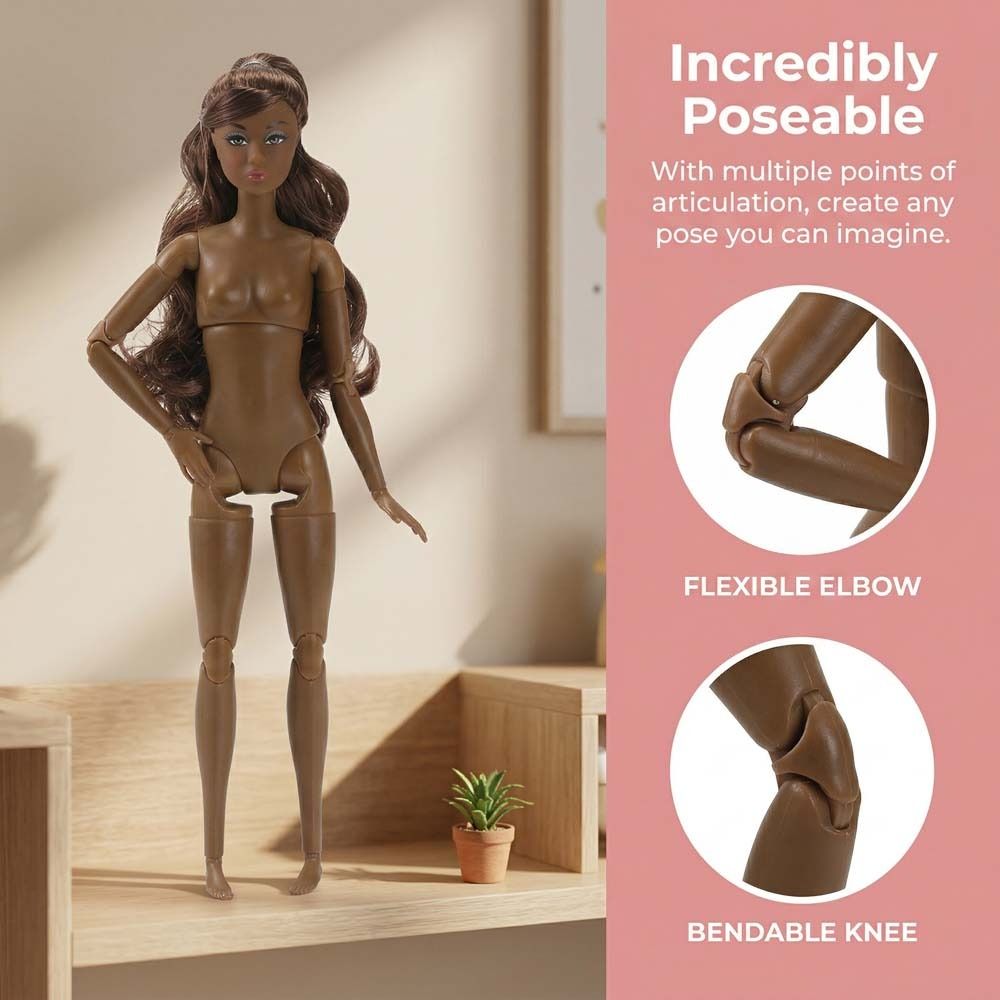 Curly Hair Supermodel Nude Doll Dress Up Action Figure Body Girls Toy 1/6 Doll Model  DIY Toys