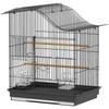 4-Door Bird Cage with 2 Bowls, 2 Perches and Tray, Metal and Plastic, 47.5x36x54.5 cm, Black