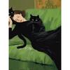 Vintage Decadent Young Woman After The Dance with Cats Poster Prints Abstract Canvas Painting Wall Art Picture for Home