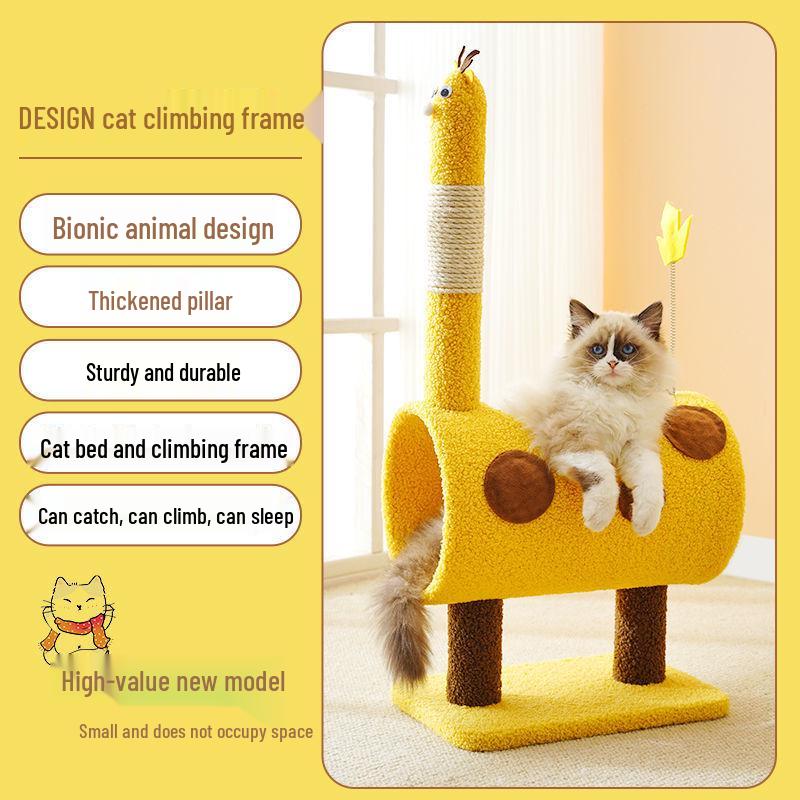 Space-Saving Cat Tree with Bed & Scratching Post for Small Apartments