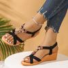 Women's Wide Width Slip-On Sandals, Elastic Wedge Sole Slides, European Comfort Wholesale for Women