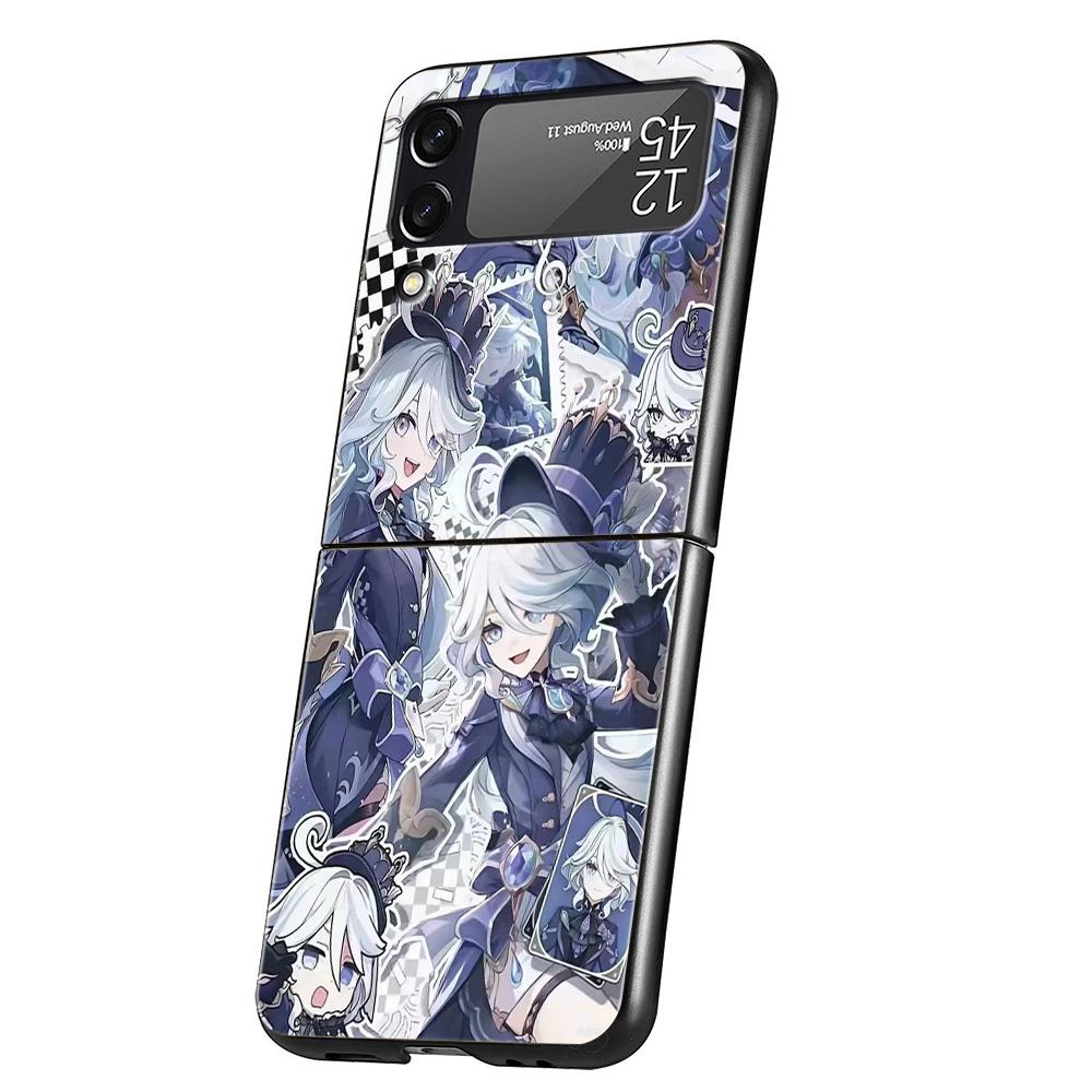 Чехол для телефона Genshin Impact Милая Фурна для Samsung Galaxy Z Flip 3 4 5 6 7 Жесткий Складной ПК Для Samsung Z Flip4 Flip5 Чехол