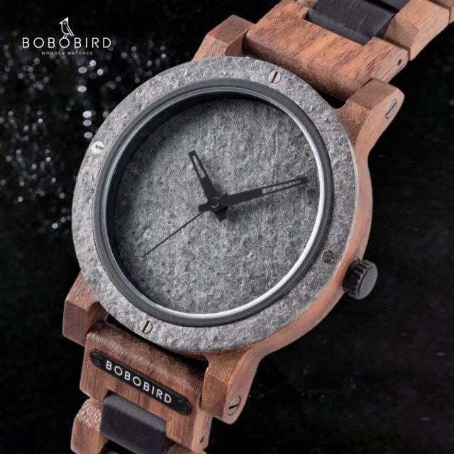 Высококачественные рок-часы, натуральные каменные часы, мужские, деревянный ремешок, японский кварцевый механизм, наручные часы ручной работы для мужчин