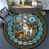 Cats Peacocks Elephants Gems Temple Glass Round Area Rug Under Office Chairs Bedroom Living Room Home Decor