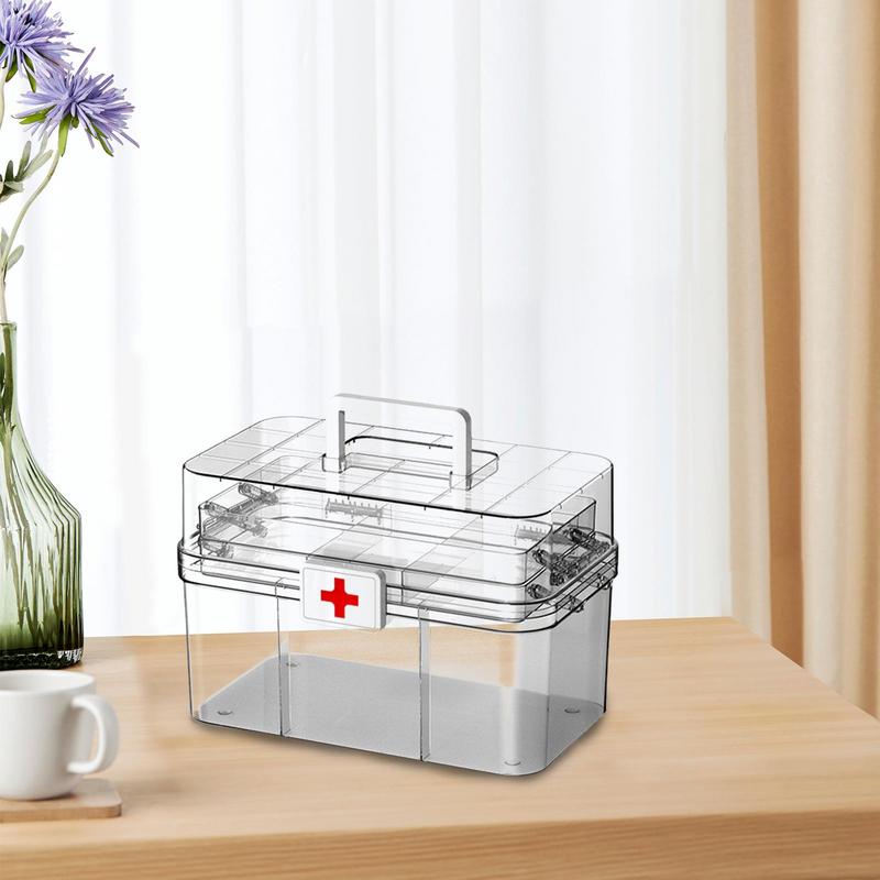 Large Capacity Family Medicine Organizer Box 3 Layers Medicine Cabinet Family Kit Case Portable First Aid Kit with Handle