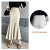 Юбка-рыбий хвост, эластичная юбка с высокой талией и запахом на бедрах, однотонная длинная трикотажная юбка для офиса и отдыха