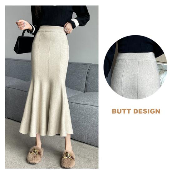 Юбка-рыбий хвост, эластичная юбка с высокой талией и запахом на бедрах, однотонная длинная трикотажная юбка для офиса и отдыха