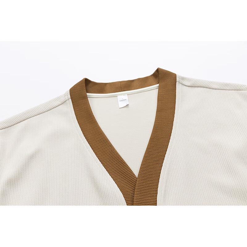 Мужской японский кардиган с V-образным вырезом в стиле ретро с цветовыми блоками