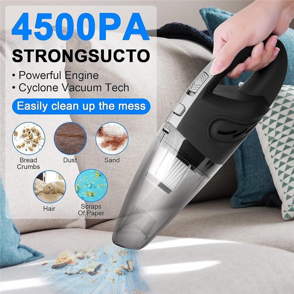 Handheld Vacuum Cleaner, 4500pa 120w Rechargeable Car Vacuum Cleaner , Cordless Portable Car Desk Vacuum Cleaner With Washable Filter/nozzle