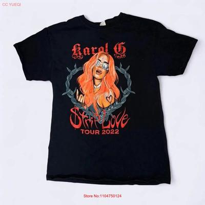 Karol G Strip Love Tour 2022 Футболка Черная Размер M Концертный Мерч винтажный Стиранный Топ Для Повседневной Носки Слегка Унисекс Повседневный