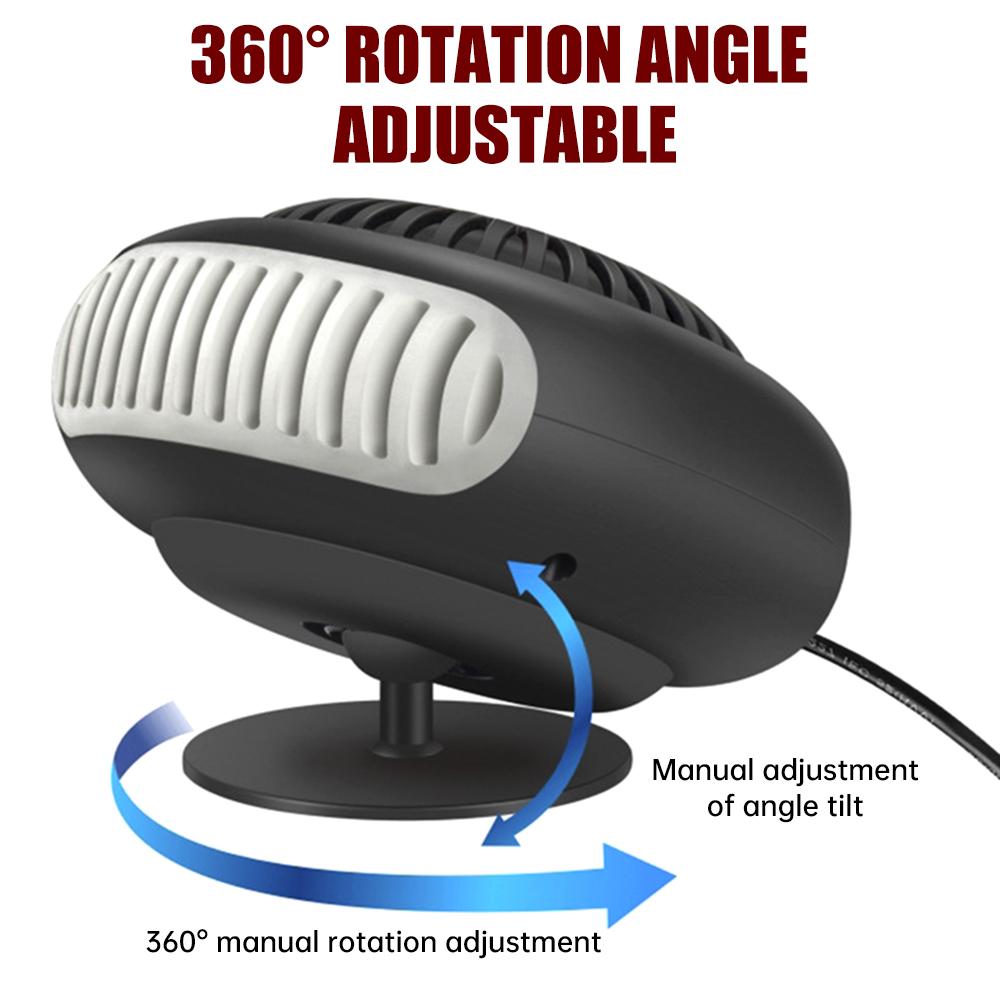360 Rotatable Car Heater 12V Electric Heater Plugs Into Cigarette Lighter Auto Windshield Defroster Car Anti-Fog Heater Dryer