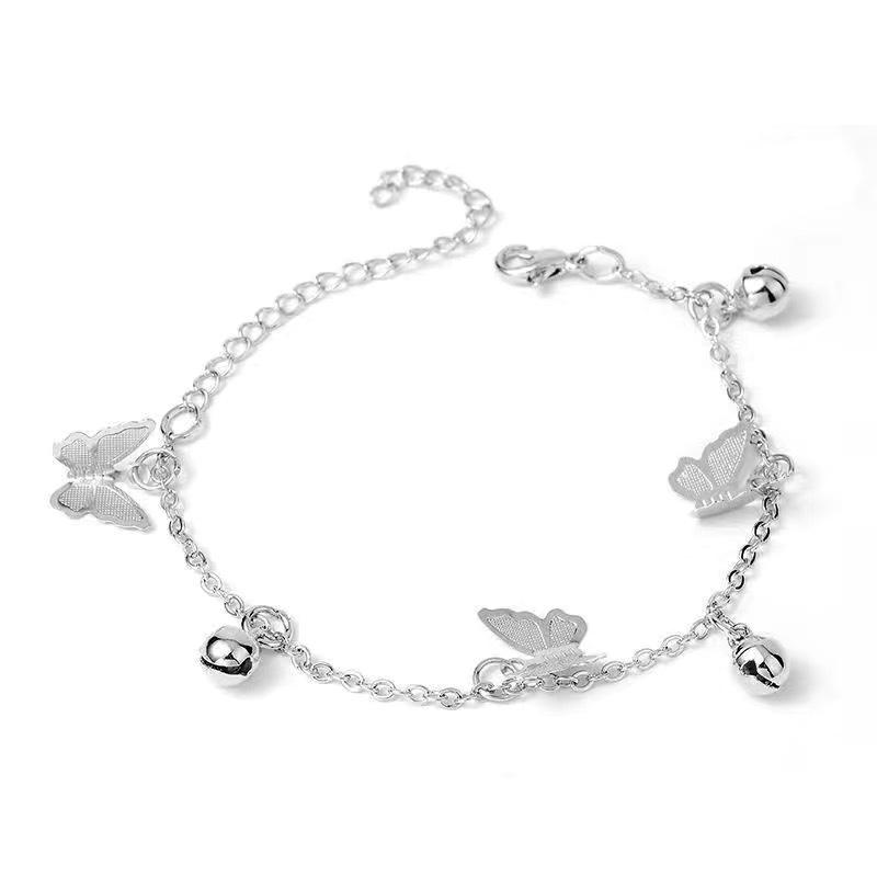 Fashion Pretty Butterfly Bell Pendant Chain Bracelet Exquisite Charm Adjustable Wedding Bangle Cute Women Lady Jewelry Party Gift