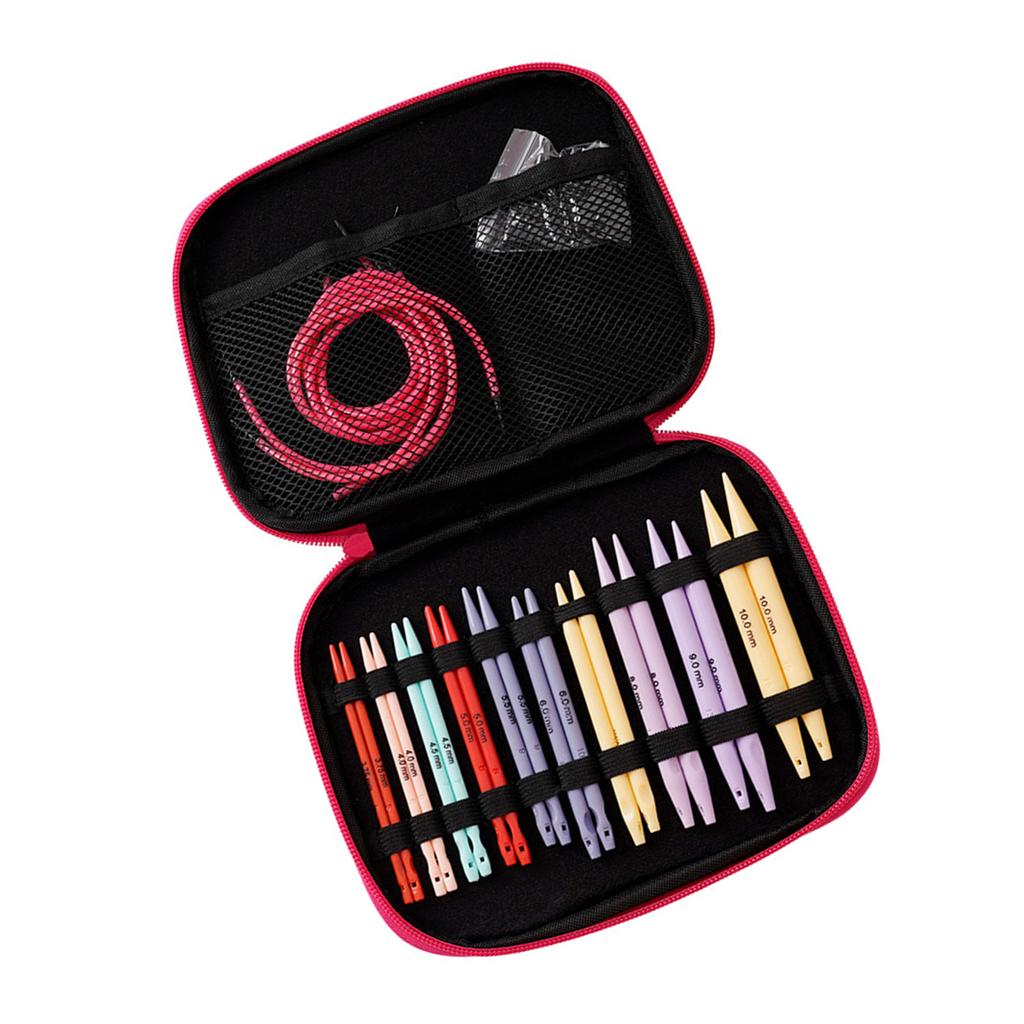 Набор из 10 пар цветных круговых спиц с чехлом на молнии цветные сменные спицы 3,75 мм-10 мм