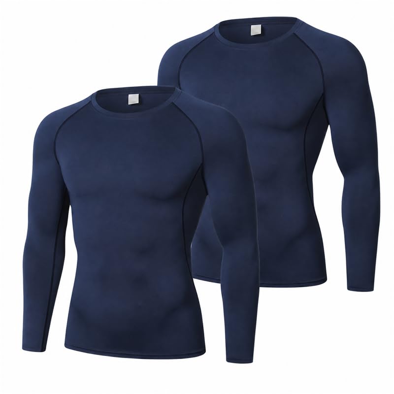Men's Long Sleeve Compression Shirts Quick Dry Stretchy Gym Workout Athletic Tops