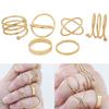 6 шт./компл. женские золотые тона стек простые тонкие кольца миди спиральные кольца на костяшки пальцев