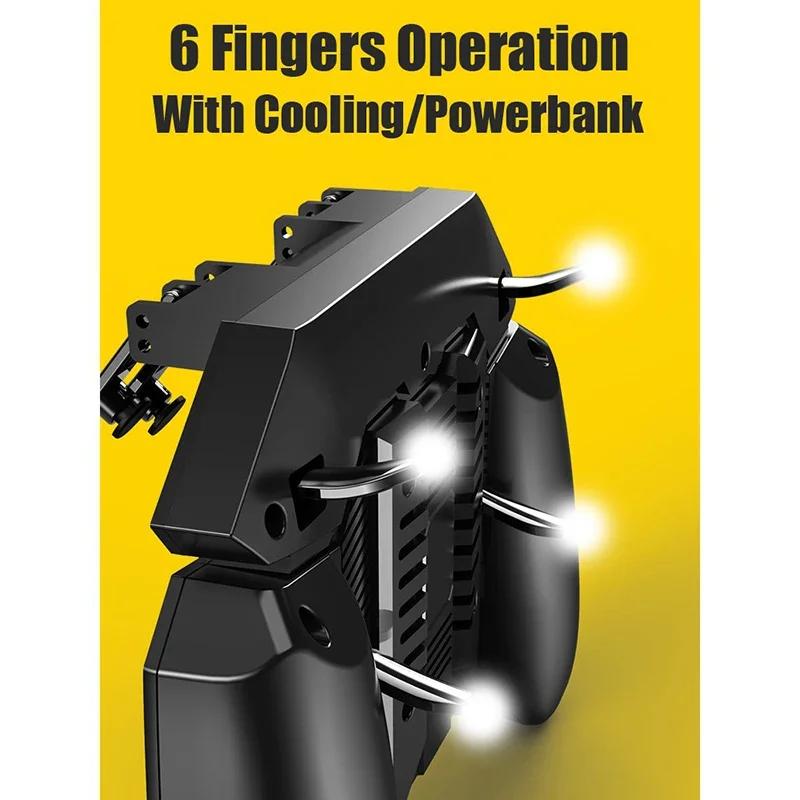 AK77 Pubg Мобильный игровой контроллер 6 пальцев с вентилятором Pubg Trigger Геймпад Джойстик для Android Ios Геймпад Мобильный с аккумулятором