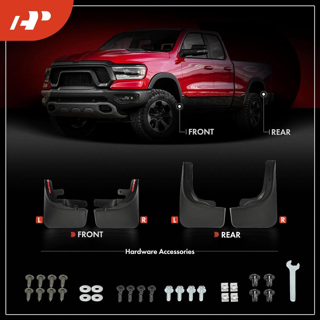 Комплект из 4 шт. Брызговиков для Rivian R1T 2022-2024, Передние и Задние, с Крепежом, Не для R1S