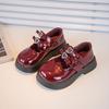 Детские кожаные туфли Весенние винно-красные черные элегантные туфли Мэри Джейн для девочек на толстой липучке Красивые удобные детские туфли