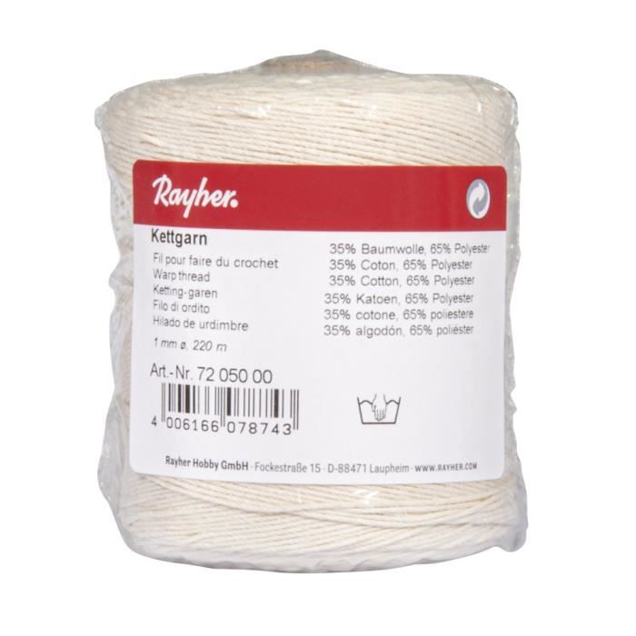 Fil pour faire du crochet 1mm 220m, blanc