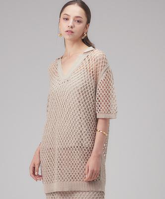 ROHEE APPAREL Комплект: сетчатый топ + топ на бретельках / Бежевый