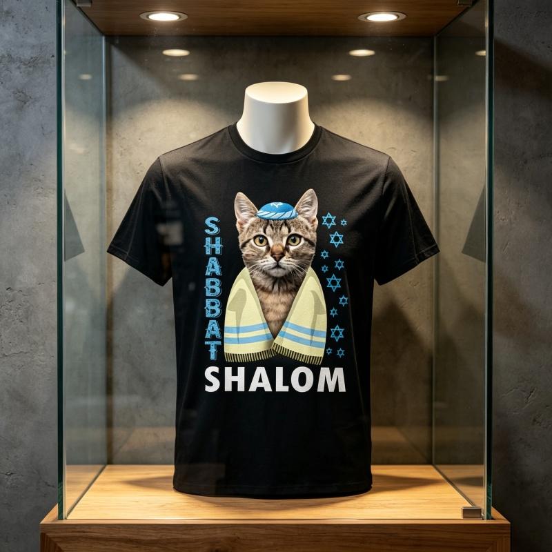 Comfortable Funny Cute Jewish Cat Wearing T Shirt Wounisex Clothing Fashion Summer Streetwear Print Graphic Tshirts Personality