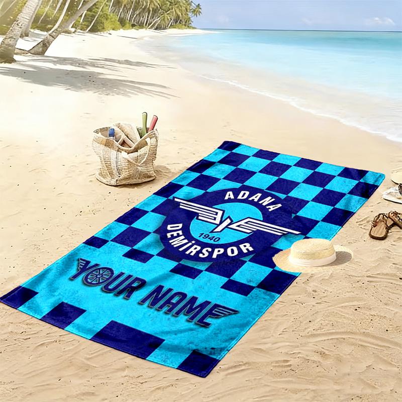 Name Custom Adana Demirspor Print Beach Towel, Large Soft Quick Dry Towel for Beach Camping Swimming
