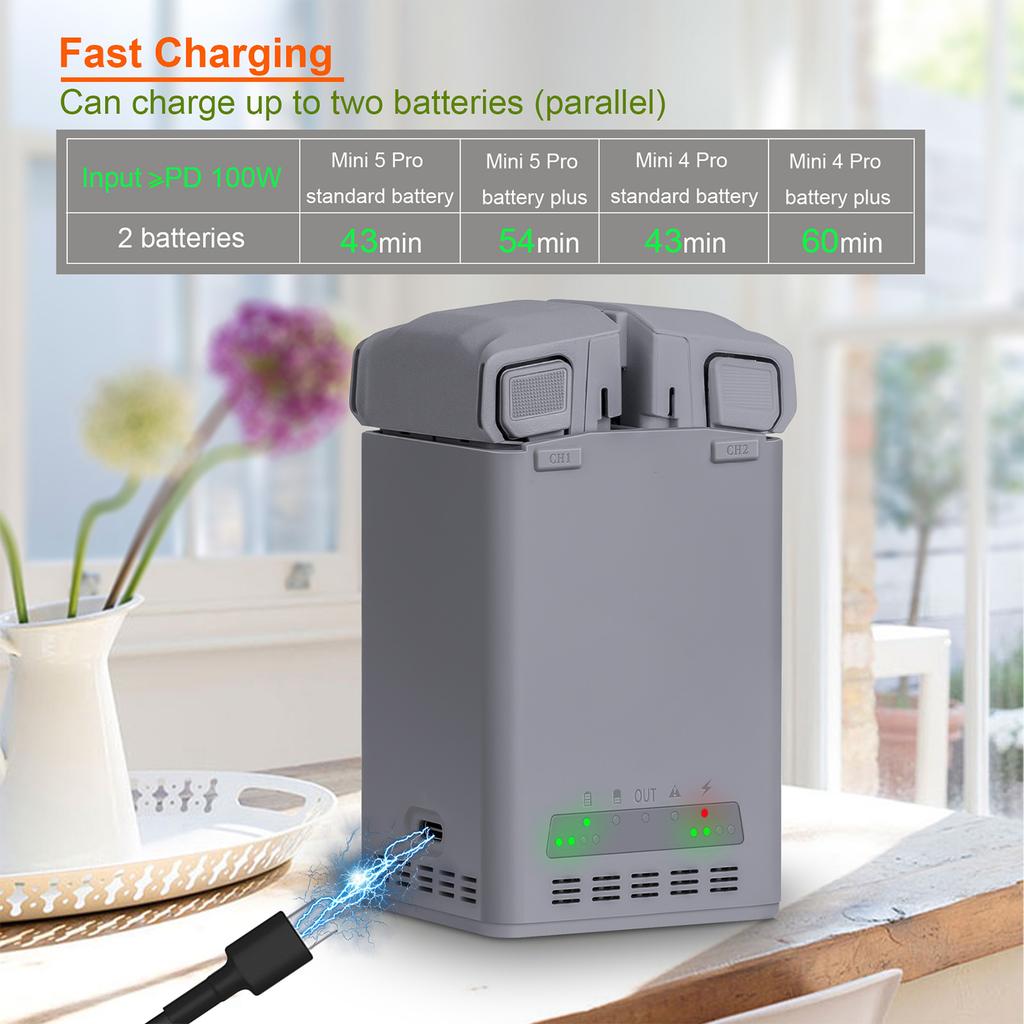 Two Way Battery Charging Hubs for Mini 5 /Mini 4 3 Battery LED Charging Camera Battery USB Charging Hubs