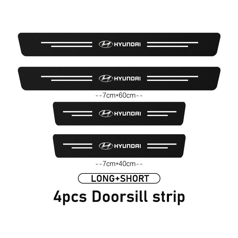For Hyundai Carbon Fiber Car Threshold Strip Anti Wear Door Sill Protection Cover Ioniq Sonata Elantra Solaris Creta Accent E6