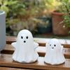 2pcs Cartoon Glowing Ghosts Light Ceramic Small Ghost Figurines  Haunted House
