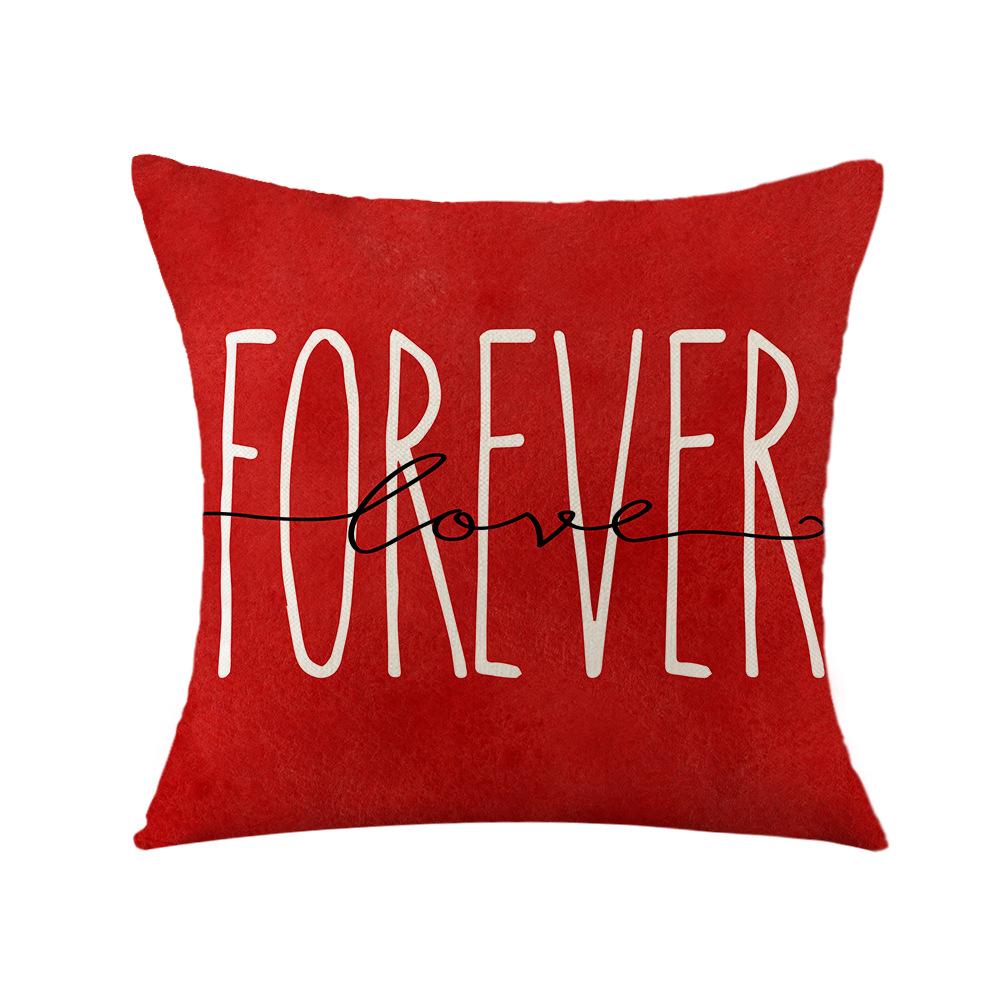 Valentine's Day Heart Shaped Pillow New Ins Style Linen Printed Pillow Cover Bedside Backrest Sofa Cushion Cover