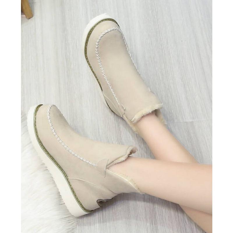 Мода Новый 2024 Зимний Женский Слипон Платформа Ботильоны Снежные Ботинки Дамская Хлопковая Обувь Зимняя Уличная Повседневная Теплая Короткая Обувь