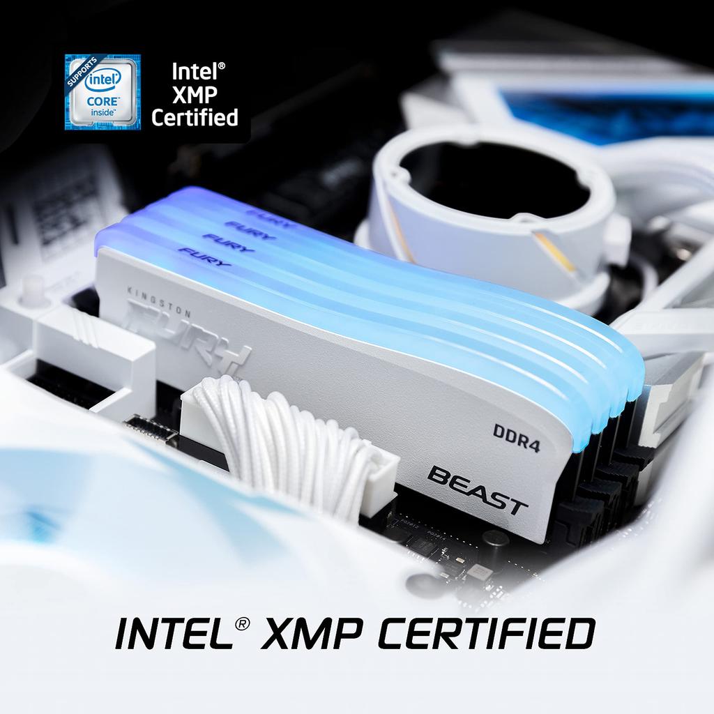 Kingston FURY Настольный ПК Белый DDR4 16 ГБ x Kingston FURY Beast с пожизненной гарантией Память, 3600 МТ/с, 2, RGB, CL18, KF436C18BWAK2/32,